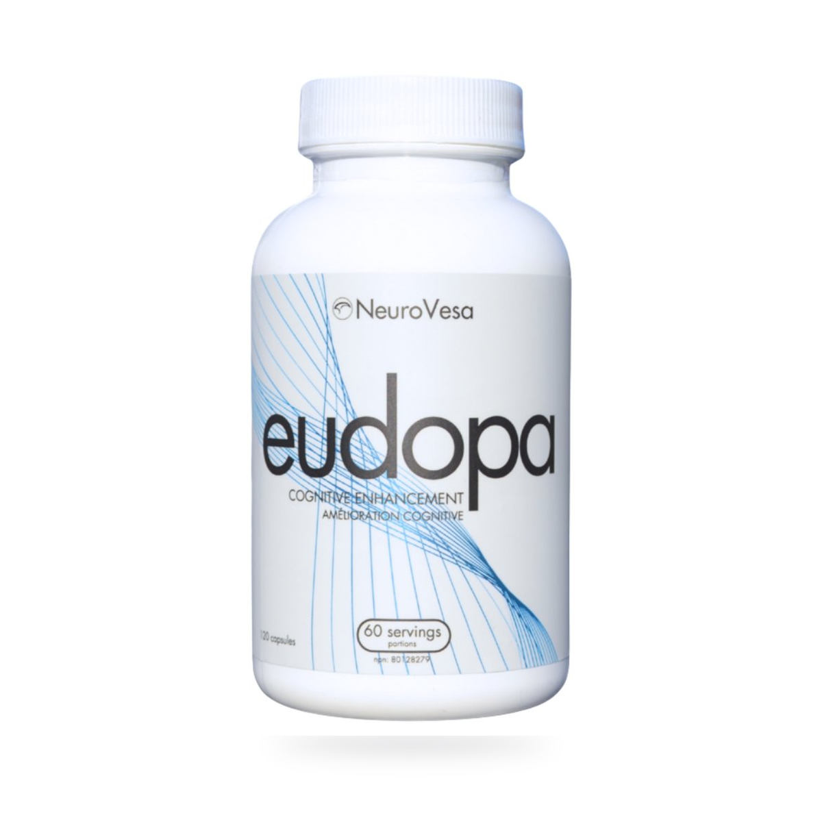 NeuroVesa eudopa supplement bottle on a white background
