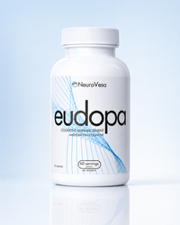 NeuroVesa eudopa  supplement bottle on a light blue background