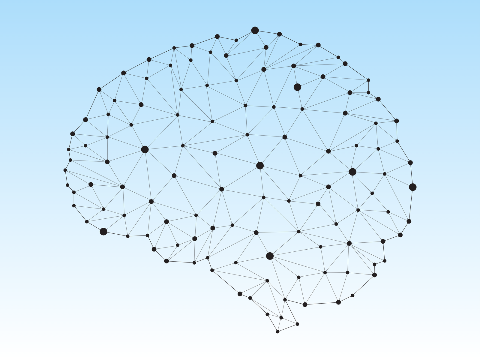 Many brain cells connected together into networks inside a brain